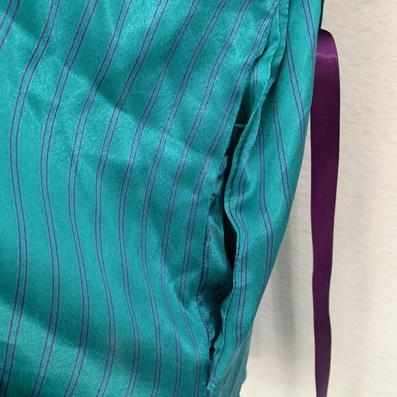 Kathryn Robe Women S Turquoise Purple Stipe Polka Dot Kimono Loungewear Fairy - Picture 9 of 11